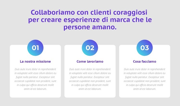 3 colonne con numeri Modelli di Website Builder