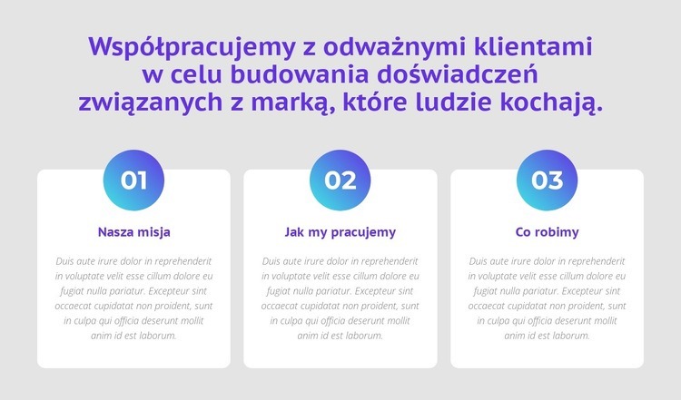 3 kolumny z liczbami Projekt strony internetowej