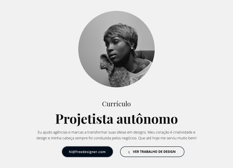 Currículo de designer freelance Maquete do site