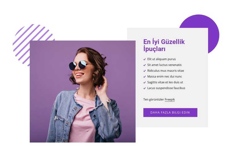 En iyi güzellik ipuçları Web Sitesi Şablonu