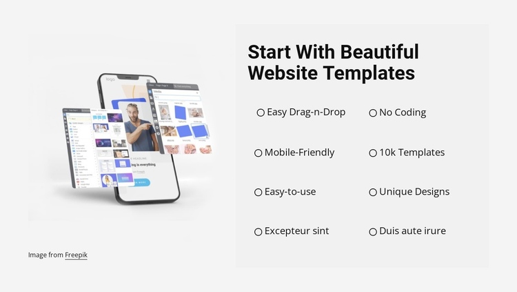 Start with beautiful templates Website Builder Software