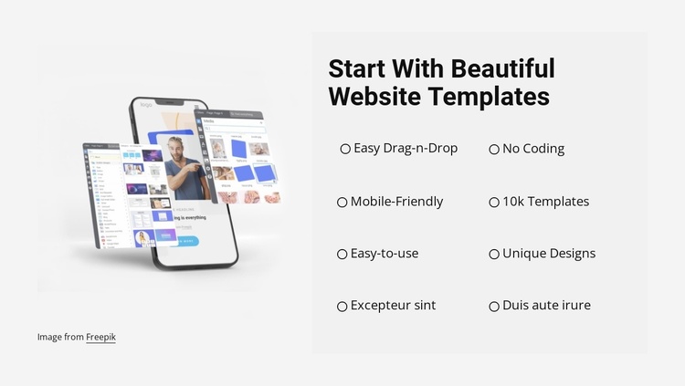 Start with beautiful templates Landing Page