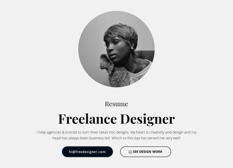 Freelance designer resume Landing Page