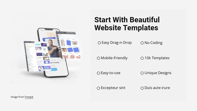 Start with beautiful templates Wix Template Alternative