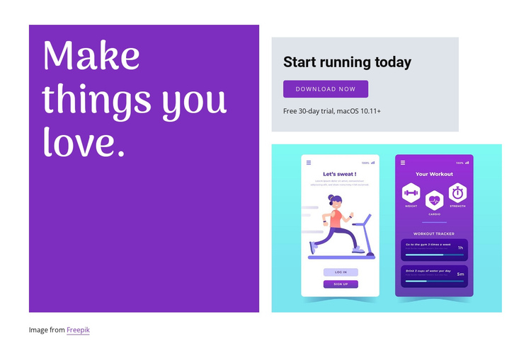 Start running app One Page Template
