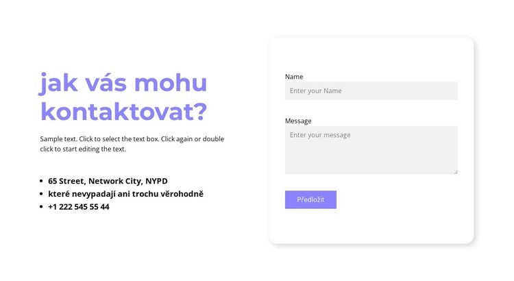 mohu vás kontaktovat? Šablona webové stránky