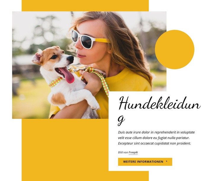 Hundekleidung Mode Website-Vorlage