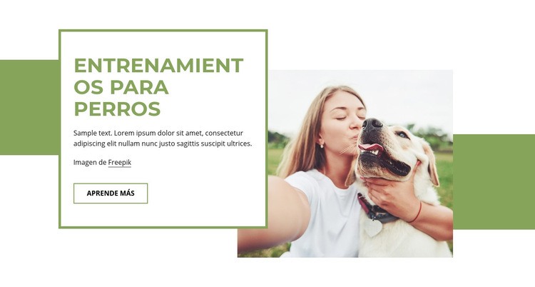 Adiestramiento de cachorros y perros adultos Maqueta de sitio web
