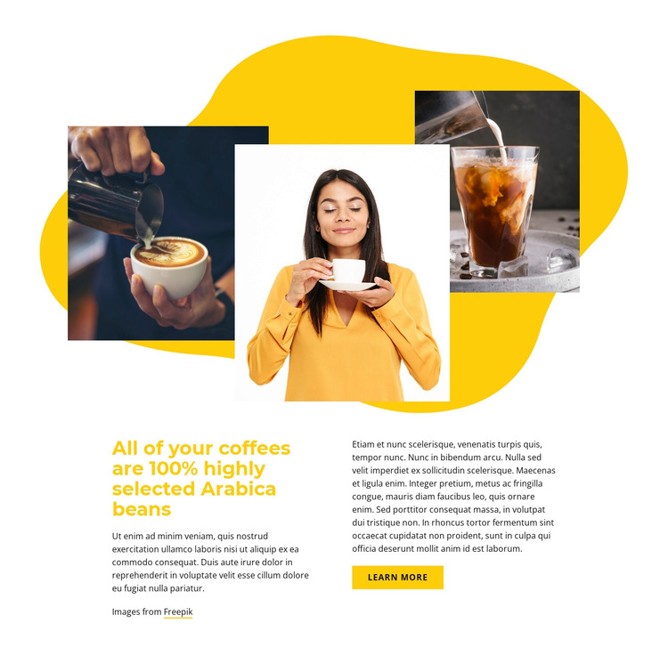 100% selected Arabica HTML5 Template