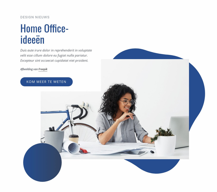 Home Office-ideeën Website mockup