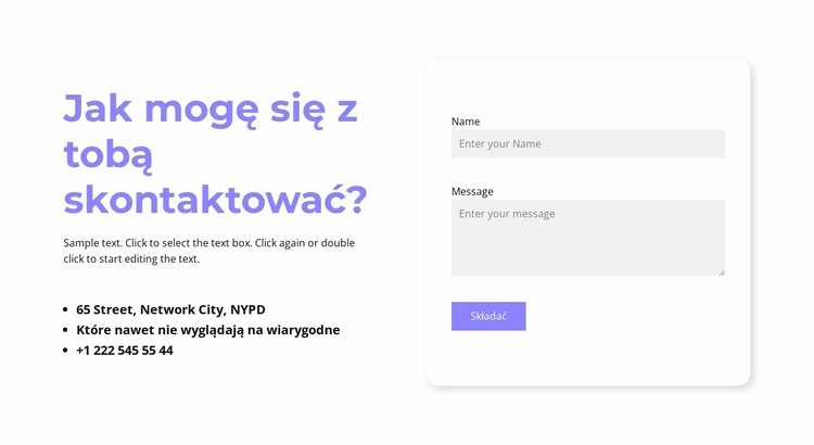 Czy mogę się z tobą skontaktować? Makieta strony internetowej