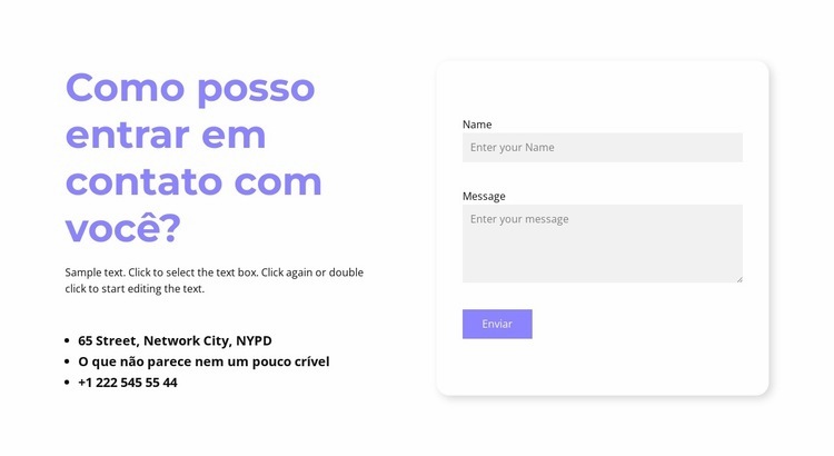 Posso entrar em contato com você Maquete do site