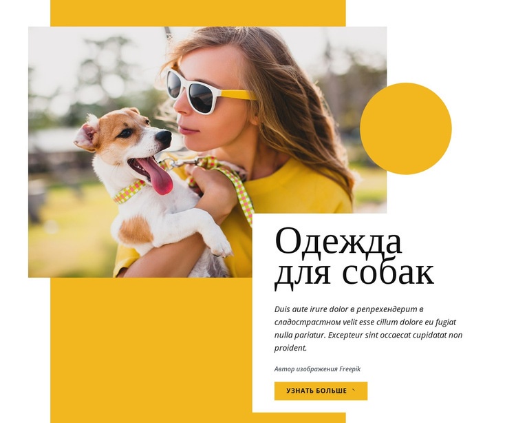 Мода на одежду для собак Шаблон веб-сайта