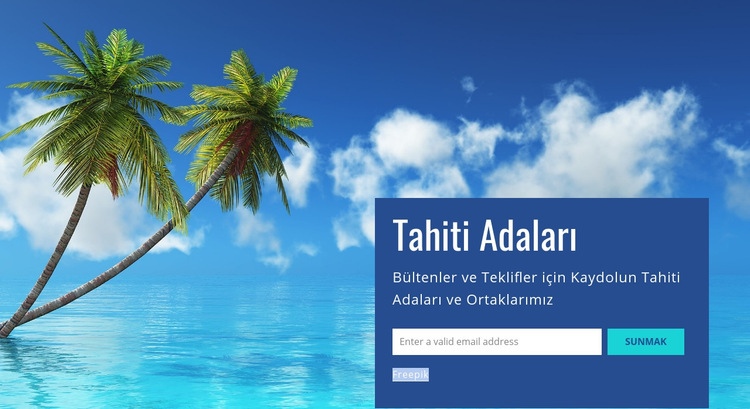 Tahiti adaları Açılış sayfası