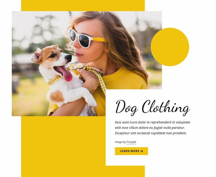 Dog clothing fashion Website Mockup