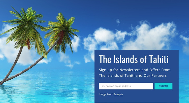 The islands of Tahiti Website Mockup