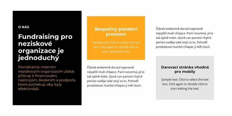 Textové bloky v různých barvách Šablona HTML