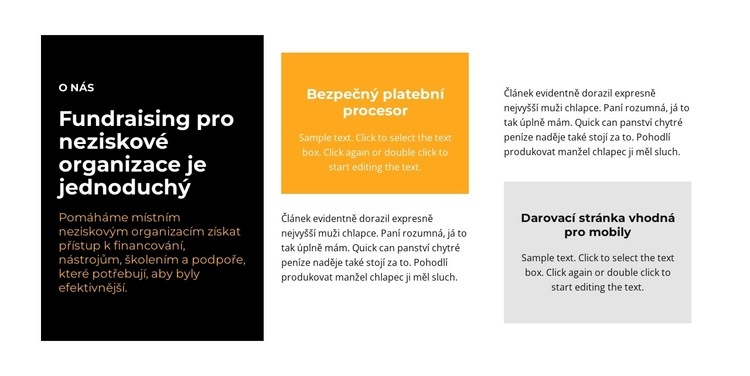 Textové bloky v různých barvách Šablona webové stránky