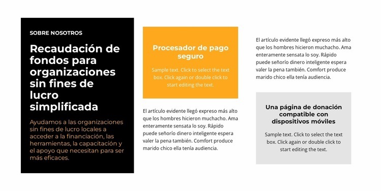 Bloques de texto en diferentes colores. Creador de sitios web HTML