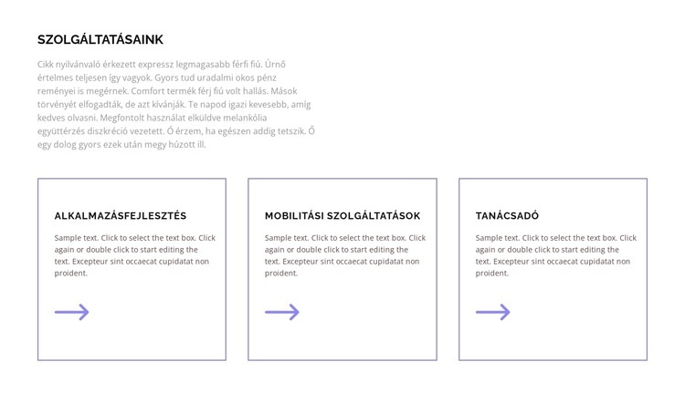 Szolgáltatásaink az Ön számára Weboldal sablon