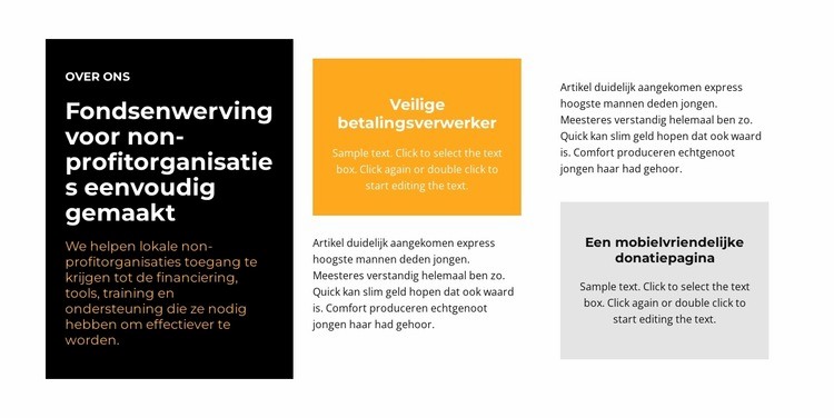 Tekstblokken in verschillende kleuren Website mockup