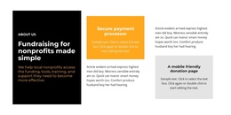 Landing Page Template For Text Blocks In Different Colors