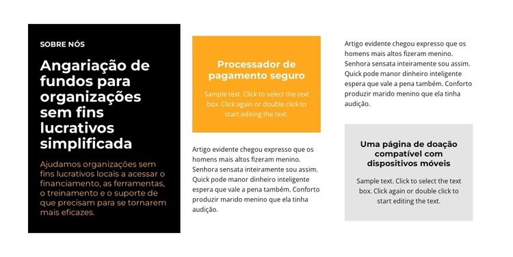 Blocos de texto em cores diferentes Modelos de construtor de sites