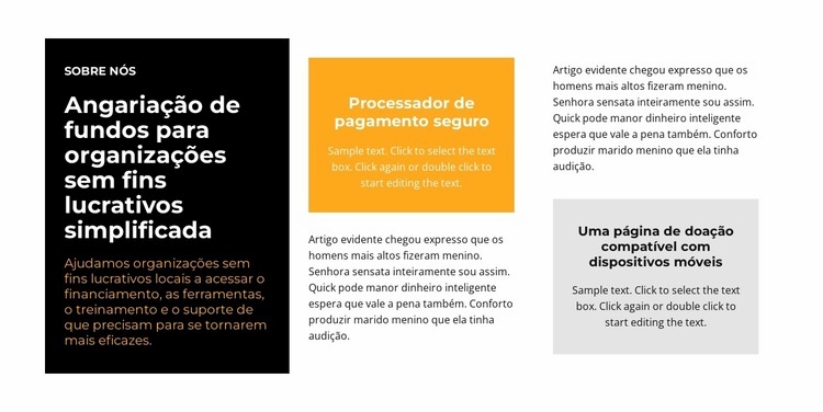 Blocos de texto em cores diferentes Modelo HTML5