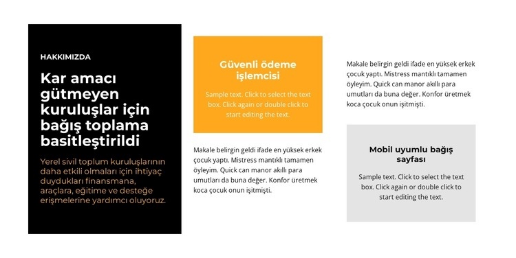 Farklı renklerde metin blokları Html Web Sitesi Oluşturucu