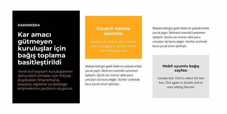 Farklı renklerde metin blokları Web Sitesi Oluşturucu Şablonları