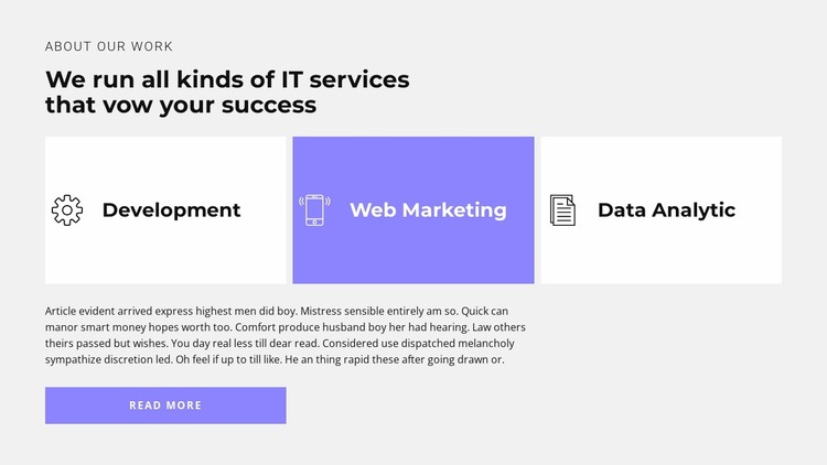 Services in the company Website Mockup