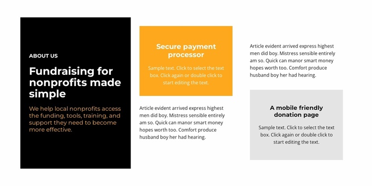Text blocks in different colors Landing Page
