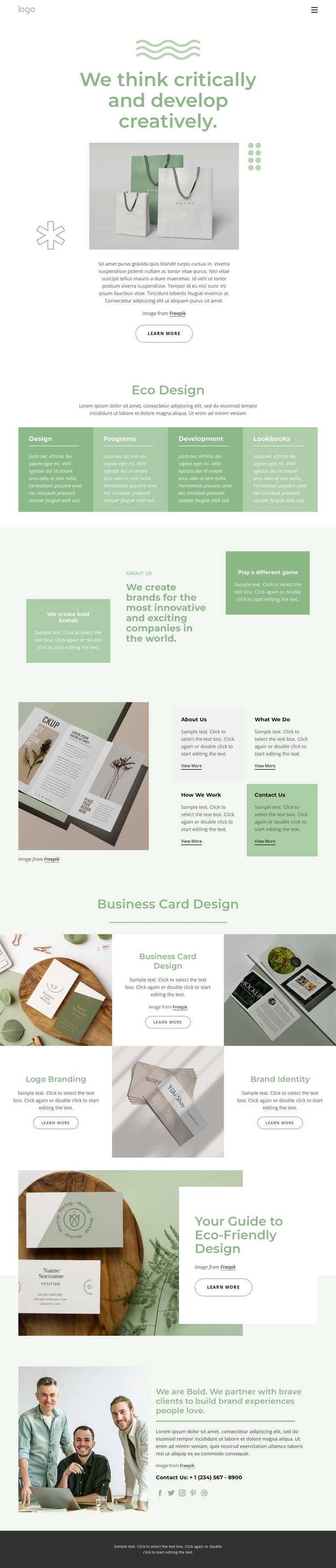 Ecodesign studio One Page Template