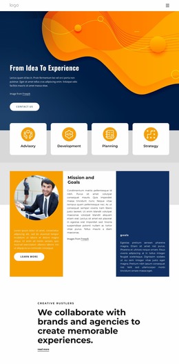 Website Layout For From Idea To Experience
