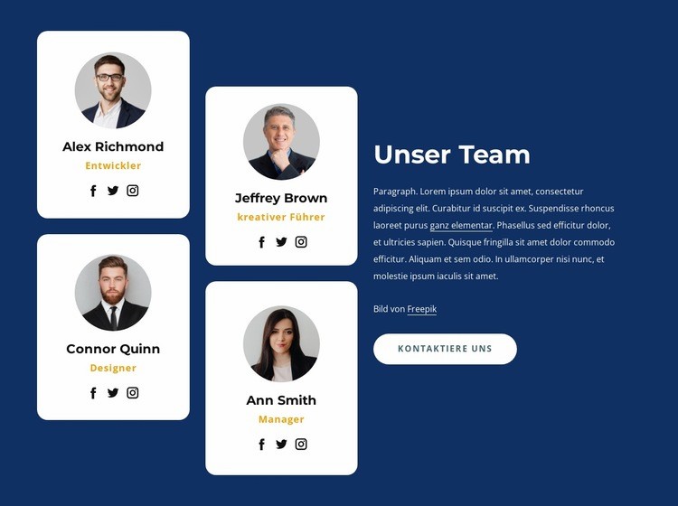 Teamblock mit Raster HTML Website Builder