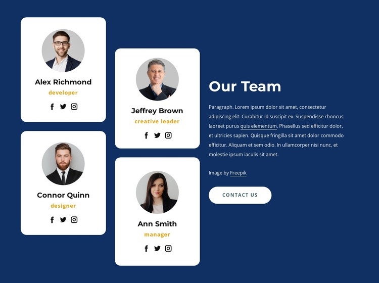 Team block with grid Elementor Template Alternative