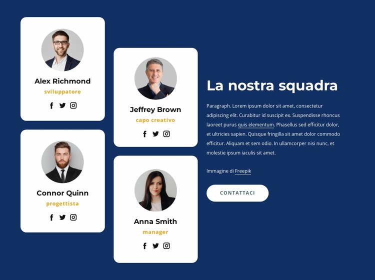 Blocco squadra con griglia Modello Joomla