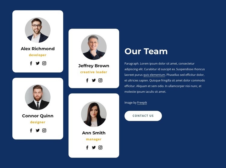 Team block with grid Web Page Design