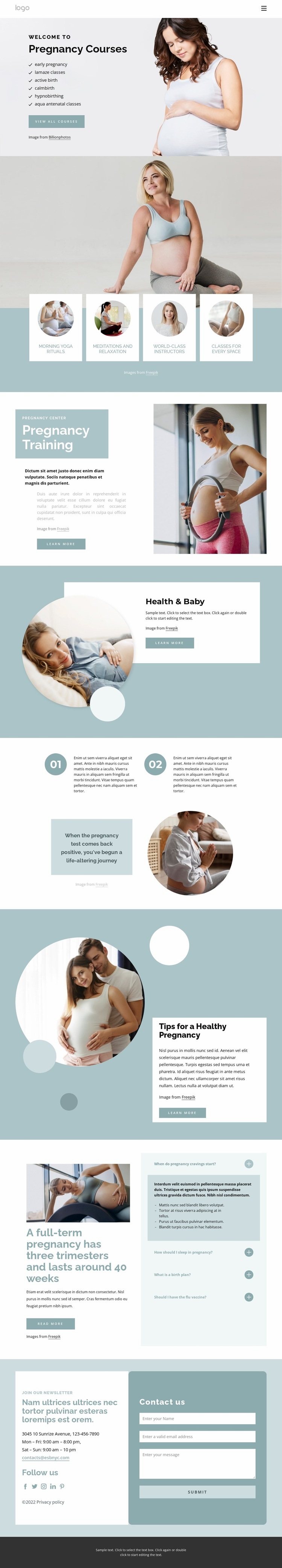 Prenatal health and nutrition Homepage Design