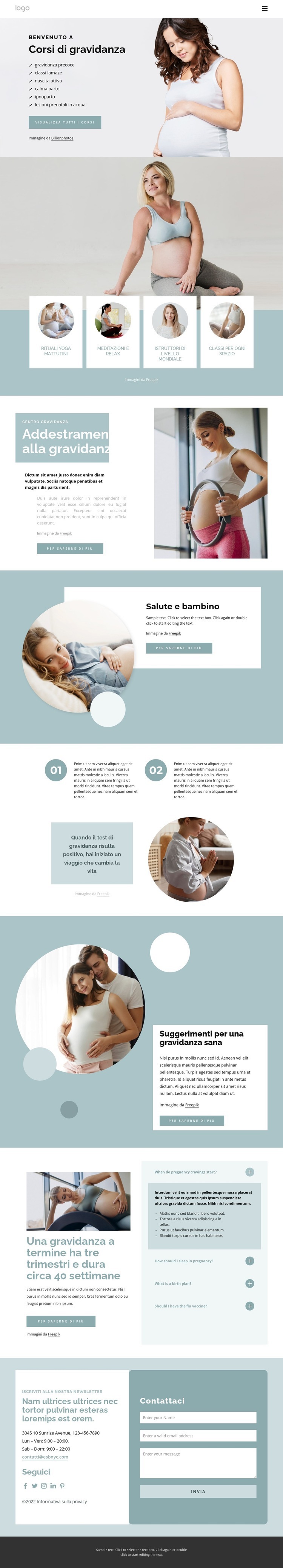 Salute e nutrizione prenatale Mockup del sito web