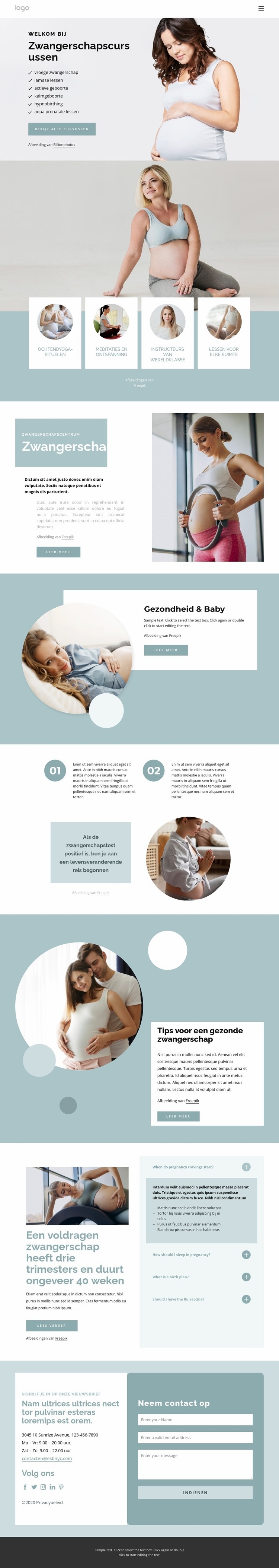 Prenatale gezondheid en voeding Website ontwerp