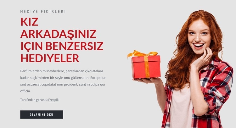 Kız arkadaş için hediyeler Web sitesi tasarımı