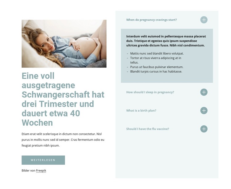 Eine voll ausgetragene Schwangerschaft HTML-Vorlage