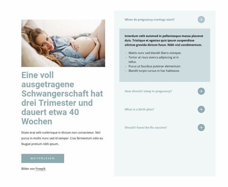 Eine voll ausgetragene Schwangerschaft Website-Modell