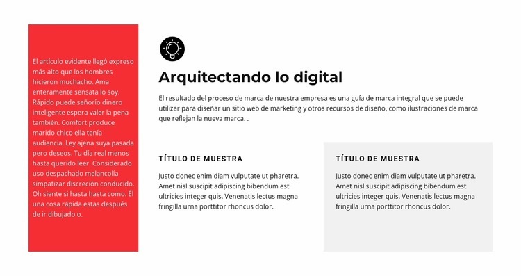 Textos en diferentes celdas Plantillas de creación de sitios web