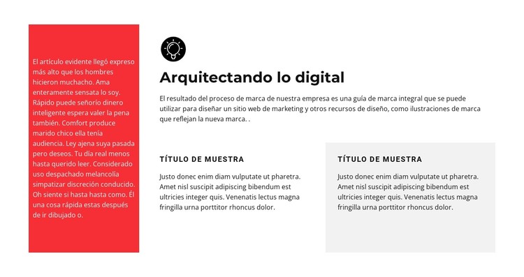 Textos en diferentes celdas Plantilla CSS