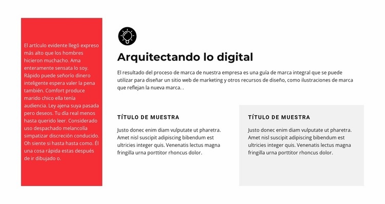 Textos en diferentes celdas Plantilla HTML5