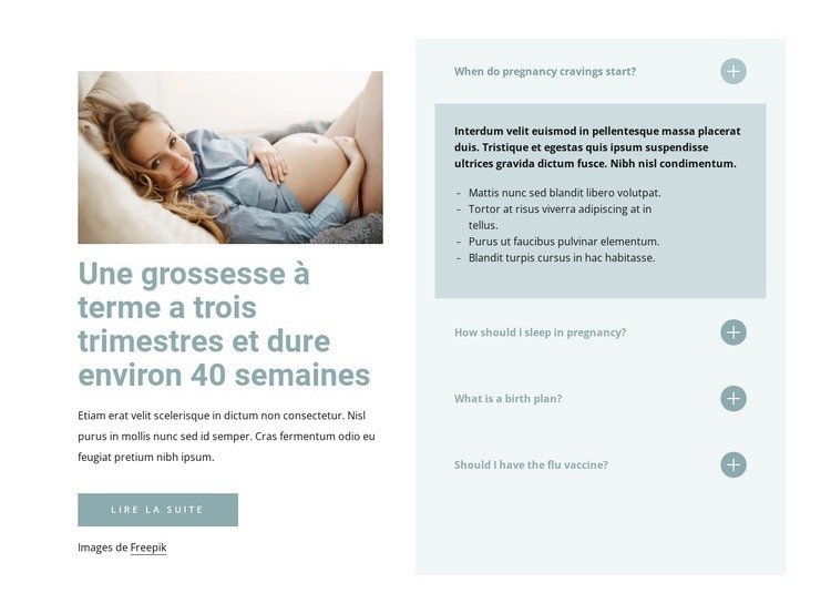 Une grossesse à terme Conception de site Web