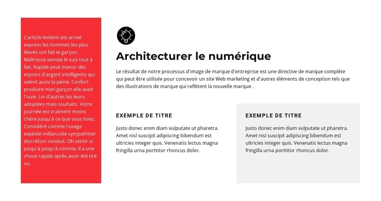 Textes dans différentes cellules Modèle HTML5