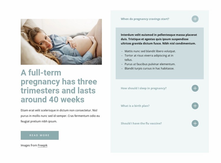 A full-term pregnancy Homepage Design